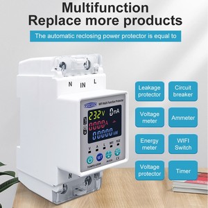 Interrupteur intelligent WIFI TOMZN 63A 110V 230V, compteur Kwh, disjoncteur, minuterie avec protection <span class=keywords><strong>contre</strong></span> la tension, le <span class=keywords><strong>courant</strong></span> et les fuites. - Product Image 4