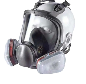 <span class=keywords><strong>Masque</strong></span> à gaz réutilisable intégral avec cartouches rouge foncé, pré-filtre et visière large transparente pour peinture au pistolet et usage industriel - Product Image 1