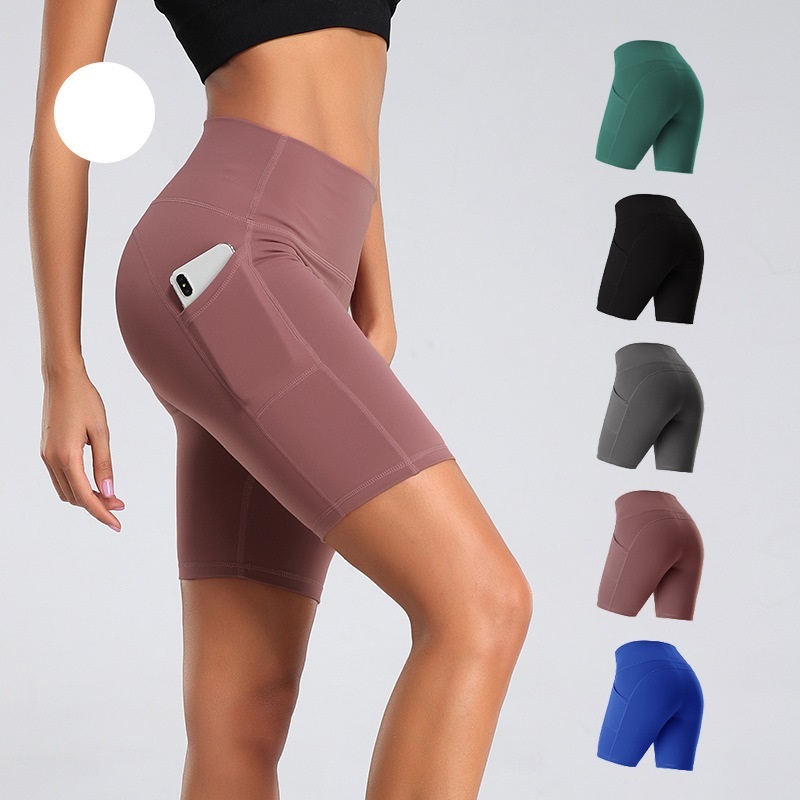 Excellent Quality Slim Workout Yoga Shorts, High Elastic High Waisted Custom Sport Yoga Shorts With Pocket