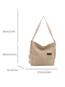 Bolsa de ombro feminina de veludo cotelê, macia, grande capacidade, bolsa casual para uso diário - Product Image 6