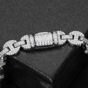 Dernier design de bijoux hip-hop de luxe, bracelet chaîne cubaine en argent 10 carats avec diamants Moissanite Miami - Product Image 2