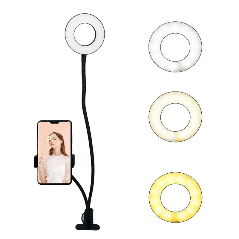 Новый дизайн, кольцевой светильник для селфи, стойка для селфи для прямой трансляции, светодиодный кольцевой светильник с держателем для мобильного телефона