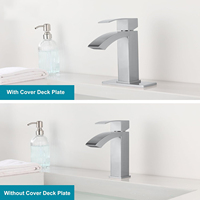 Robinet de lavabo populaire moderne monocommande monotrou à poser en acier inoxydable noir chromé avec cartouche céramique pour salle de bain