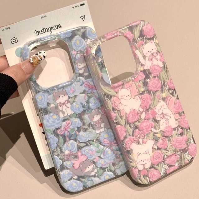 Factory OEM Vintage INS Flower Pattern Cute Phone Case for 16 15 14 13 12 11 Pro 17Plus Back Phone Cover Capa