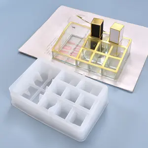 New Product Ideas Diy Crystal Beauty Display Epoxy Multipurpose Lipstick Storage Box Silicone Mold