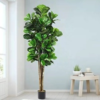 Décoration d'intérieur Faxu : Ficus Lyrata Pandurata Artificiel en Pot, Tronc en Bois, Feuilles en Plastique et Tissu, 180 cm