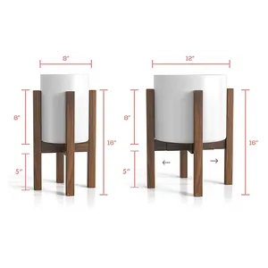 Mid Century Wooden Plant Stand Adjustable Modern Indoor Plant Holder Planter Fits Medium Large Pots Sizes 8 9 10 11 12インチ