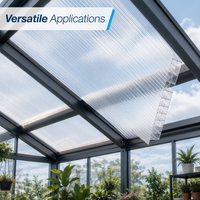 Panneaux de toiture 8 mm 14 mm pour bâtiment agricole, rénovation lumineuse, plaque polycarbonate quatre parois