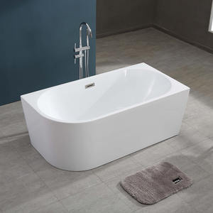 <span class=keywords><strong>Baignoire</strong></span> autoportante ovale en acrylique moderne à trois angles droits et un coin arrondi, pour une immersion profonde, 1 personne, villa - Product Image 1