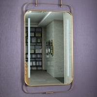 Miroir de maquillage LED rectangulaire encadré, cadre en aluminium, design moderne, interrupteur tactile, miroir de vanité mural pour salle de bain