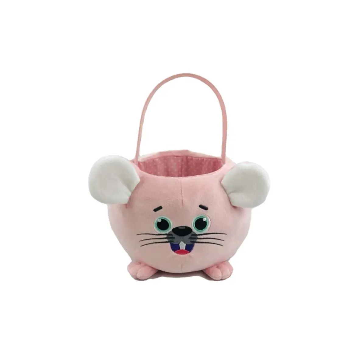 Easter Bunny Soft Toys Plush Easter Pink Bunny Basket Decoration Basket for Children