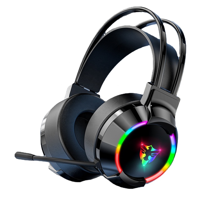 2025 New Dazzling G606 Over-ear Wired Headphones Mic for PC Gaming RGB Luminous Hi-Fi Stereo Dynamic Drivers Active Noise