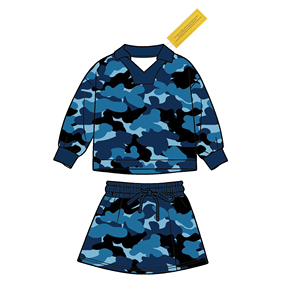 Vêtements pour filles tendance en gros, vêtements pour enfants de haute qualité, haut à manches longues camouflage marron pour fillette avec jupe - Product Image 5