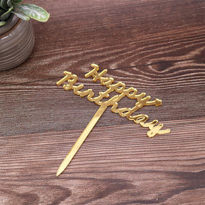 Acrilico buon compleanno Glitter Gold <span class=keywords><strong>Cake</strong></span> <span class=keywords><strong>Topper</strong></span> parola DIY Logo per la festa degli amici Premium promozionale per feste - Product Image 6