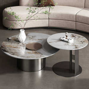 Tavolino da Caffè in Metallo, Set di Mobili Nordici, <span class=keywords><strong>Tavolo</strong></span> <span class=keywords><strong>Rotondo</strong></span> da Salotto, Tavolino d'Appoggio Dorato di Lusso con Piano in <span class=keywords><strong>Marmo</strong></span>, Tavoli da Caffè Moderni per Soggiorno - Product Image 6