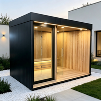 Sauna extérieur thermique sur mesure OEM, avec bain froid et salon de relaxation, professionnel, électrique, en bois, pour 4 à 6 personnes, avec douche intégrée