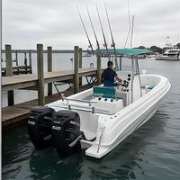 Bateau de pêche à console centrale en fibre de verre CHASER 750, 7,5 m, 8 personnes, moteur hors-bord 300 CV, réservoir de carburant 200 L