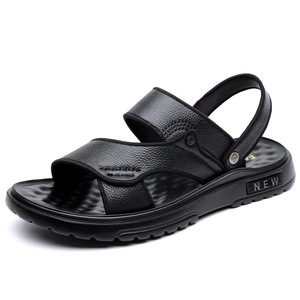 Sandalias de Cuero para Hombre, Primera Capa de Piel de Vaca, Suela Gruesa Antideslizante, Estilo Casual de Verano, con Tiras Cruzadas, Punta Abierta, Suela de Goma, Entresuela de EVA - Product Image 5
