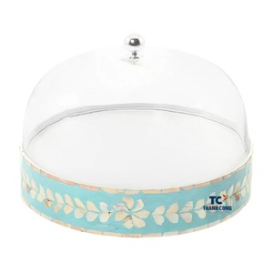 Meilleure vente Support à gâteau en nacre fait à la main avec verre sur le dessus support à gâteau en forme de rond serveur et plateau de chocolat - Product Image 2