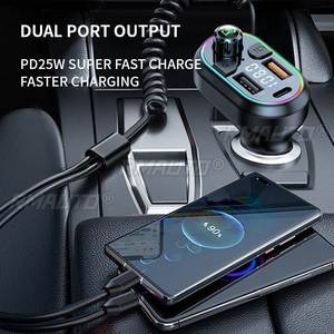 Car Bluetooth 5.0 FM <b>Transmitter</b> <b>Wireless</b> Audio Receiver Car MP3 Player 25W PD Fast Charge With Apple Type-C Port Charging Cable - Product Image 6