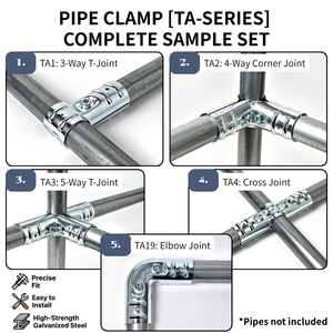 Mejores Precios, Excelente Calidad, Juego Completo de Muestras de Metal Resistente, Juntas de Tubería de 1.5 Pulgadas (48.6 mm) de la Serie TA, Galvanizadas con Zinc - Product Image 5