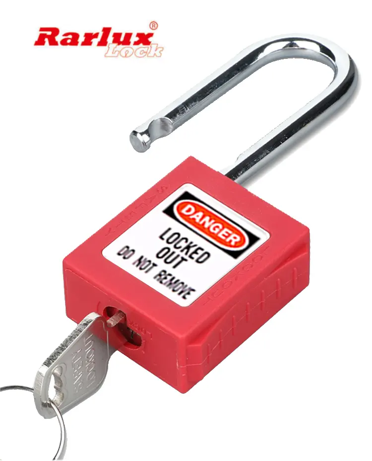 Rarlux 고품질 최고 보안 산업용 강화 스틸 걸쇠 자물쇠 산업용 플라스틱 잠금 태그아웃 자물쇠 용 열쇠
