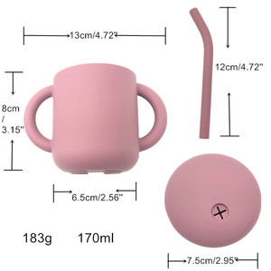Gobelet à bec pour bébé en silicone avec logo personnalisé, sans BPA, de qualité alimentaire, avec paille, pour tout-petits, enfants de 6 mois et plus, pour les repas et les boissons, pour nourrissons - Product Image 2