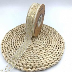 Cinta de organza transparente hecha a mano con lámina de oro coreana, colorida, para empaque de flores frescas, tartas y soporte para insignias de gasa de nieve - Product Image 4