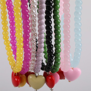 Collana con Ciondolo a Cuore in Resina Acrilica Colorata alla Moda <span class=keywords><strong>Perline</strong></span> di Vetro Fatte a Mano Stile Y2K per Donna Gioielli da Festa - Product Image 1