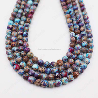 Perles en jaspe impérial bleu-violet teintées naturellement en gros, perles en jaspe aqua-terre pour la fabrication de bracelets 6mm 8mm