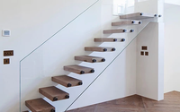 CBMMart-Escaliers flottants mono en acier design de luxe, marches en marbre/marches en bois avec garde-corps d'escalier personnalisé