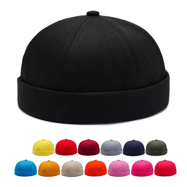 AAA952 저렴한 테두리 코튼 모자 순수 컬러 집주인 멜론 모자 짧은 해골 비니 모자 힙합 야구 Brimless 모자