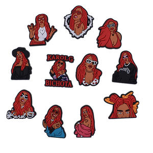 Nouvelles breloques de chaussures en PVC Karol G au design tendance, boucles de chaussures Karol G, accessoires de décoration pour chaussures rouges et roses, breloques pour filles, cadeau pour filles - Product Image 1