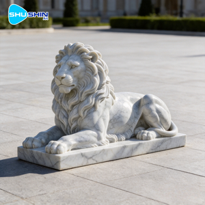 <span class=keywords><strong>Statue</strong></span> di Leoni a Grandezza Naturale in Marmo Naturale, Design Moderno, Fatte a Mano, Durevoli, per Decorazione Esterna di Giardini, Ville e Chiese, Colore Personalizzabile - Product Image 4