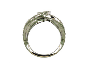 แหวนทองคำขาว 18K ประดับเพชรแบบ Pave ดีไซน์หลายวงแหวนสานเข้าด้วยกัน แหวนดีไซน์โดดเด่นหรูหราสำหรับผู้หญิง - Product Image 3