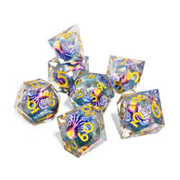 Dés polyédriques en résine à bords vifs, motif méduse, prix de gros, pour jeux de table DND RPG, Donjons et Dragons