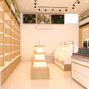 Vitrine de présentation de produits en bois personnalisable avec éclairage LED, comptoir d'exposition pour magasin de beauté, cosmétiques, directement de l'usine, réductions sur les événements - Product Image 2
