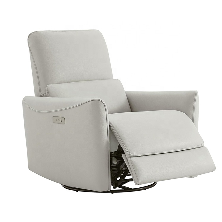 Oem Living Room Electric Recliner Chair Cream Comfort Square Arm Upholstered Power Swivel Glider Single Sofa Leisure Chair