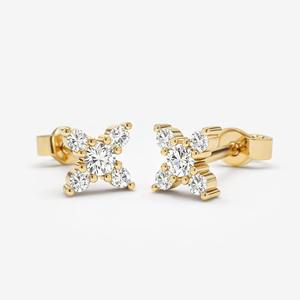 Aretes de Diamantes en Forma de X de Oro de 14K DHANI JEWELS, Claridad SI, Piedras Naturales, Hipoalergénicos, Joyería Fina para Joyería de Alta Gama - Product Image 1