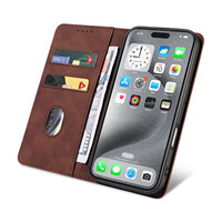 Étui portefeuille en cuir PU pour iPhone 16 Pro Max - Housse avec support, 2 emplacements pour cartes, fermeture magnétique et coque antichoc