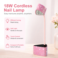 Lampu UV Isi Ulang 18W untuk Kuku Gel, Lampu Kuku Portabel dengan Sensor Otomatis, Pengering Kuku UV LED Berlian untuk Salon & Rumah