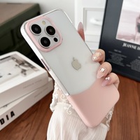 Coque Bicolore pour iPhone 17 16 15 14 Pro Max en PC Acrylique Transparent Antichoc avec Anneau de Protection de l'Objectif