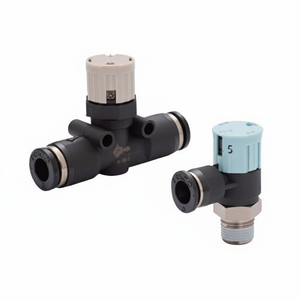 Válvula de control de flujo de bloqueo de empuje a prueba de manipulaciones PISCO con indicador JSGU6 - Product Image 1