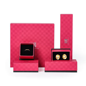 Romi <span class=keywords><strong>Rose</strong></span> rouge papier boîte à bijoux ensemble avec sac cadeau ensemble complet emballage pour bague boucle d'oreille collier - Product Image 4