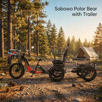 Vélo Électrique à Trois Roues en Promotion 2026 Sobowo Polar Bear Moteur 2500W Pneus Larges avec Remorque de Transport pour le Camping