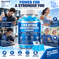 Gummies de créatine monohydrate en gros, marque privée OEM, avec HMB et taurine pour hommes et femmes, 60 unités, favorise la croissance musculaire *HALAL