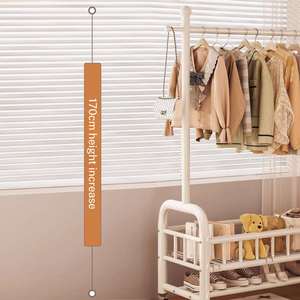 Perchero de Ropa Moderno de Metal con Doble Barra, 60, 80, 100, 120, 150 cm, 2 Estantes de Almacenamiento, 4 Ganchos, Resistente al Óxido, Móvil, para Dormitorio - Product Image 5
