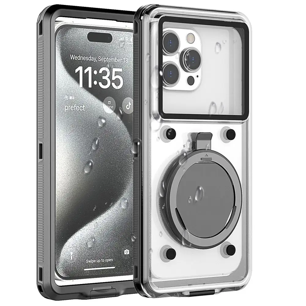 ตรวจสอบตัวเองกระเป๋าโทรศัพท์กันน้ำสำหรับ iPhone 15 14 PRO MAX เคสโทรศัพท์มือถือว่ายน้ำอเนกประสงค์สำหรับ Samsung S24 ultra