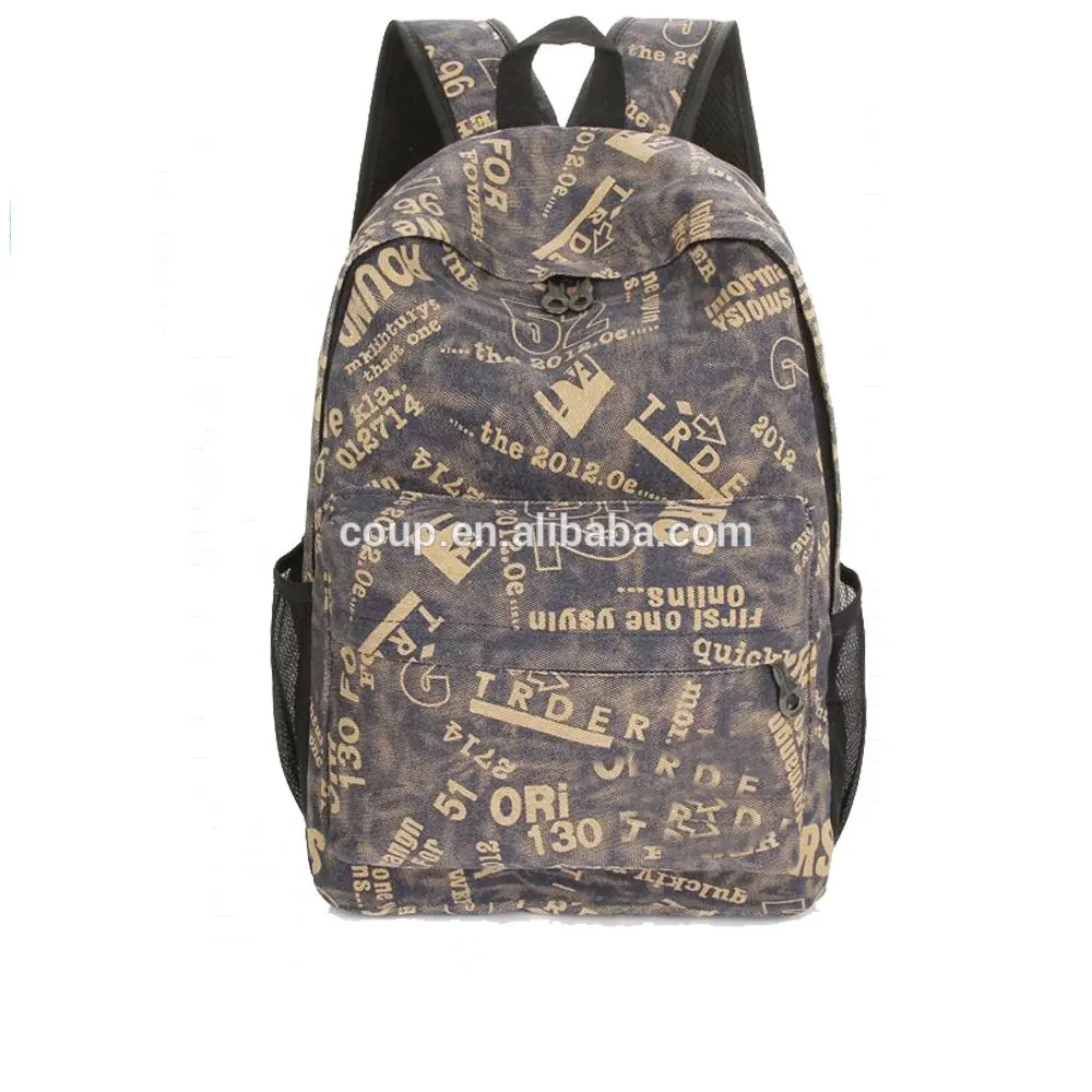 Toptan özel sırt çantası üreticisi kullanımı tuval malzemeleri güzel okul ve kolej gençler için çanta erkek
