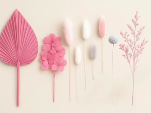 Decorazione per Torta con Fiori Secchi Rosa Boho, Pampas e Coda di Coniglio per Matrimoni Rustici, Baby Shower, Natale, Festa della Mamma - Product Image 4